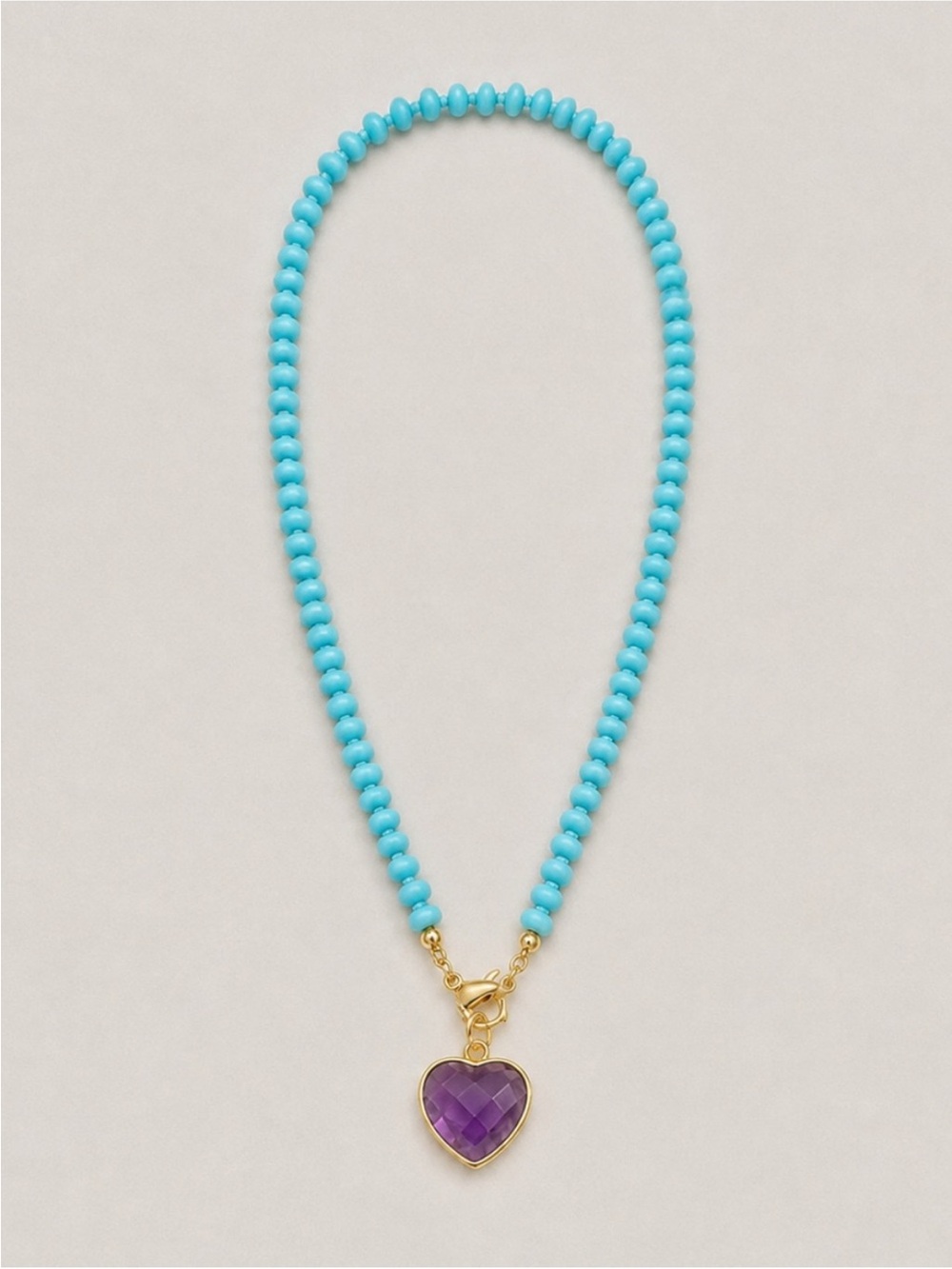 New! Blue Beaded Purple Heart Necklace NWOT